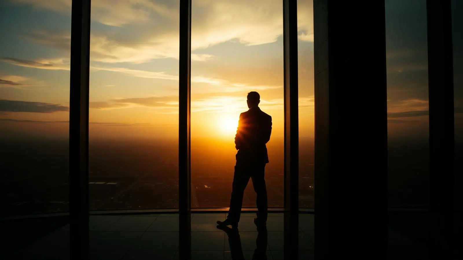 Líder ejecutivo al amanecer, entre la oficina y el entrenamiento